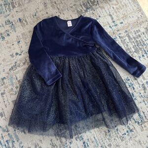 2T Joe Fresh Navy Blue Velvet Dress with Tulle Skirt